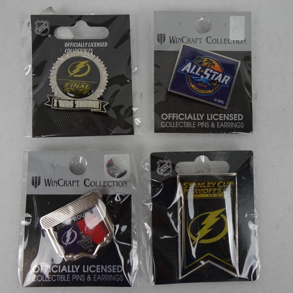 4 TAMPA BAY LIGHTNING & Hockey Lapel Pins NHL Tie Tack 2016 2018